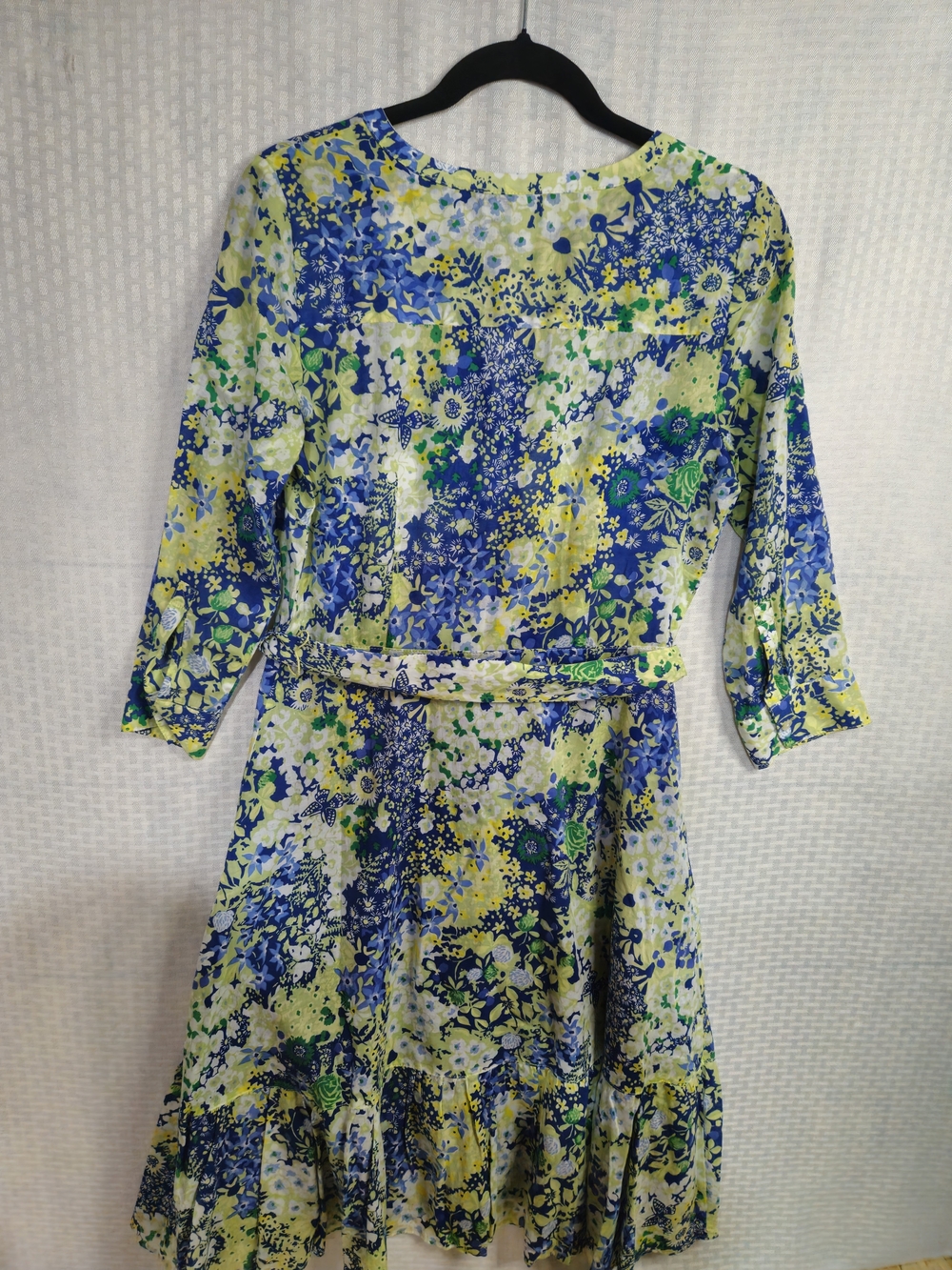 Talbots Blue & Green Floral Tie-Waist Midi Dress Size M 100% Cotton - Picture 3 of 10